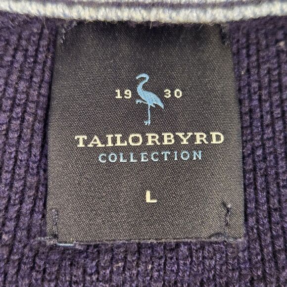 Tailorbyrd Mens Golf Pullover 1/4 Zip Knit Sweater Size Large Eggplant Blue - Picture 8 of 11